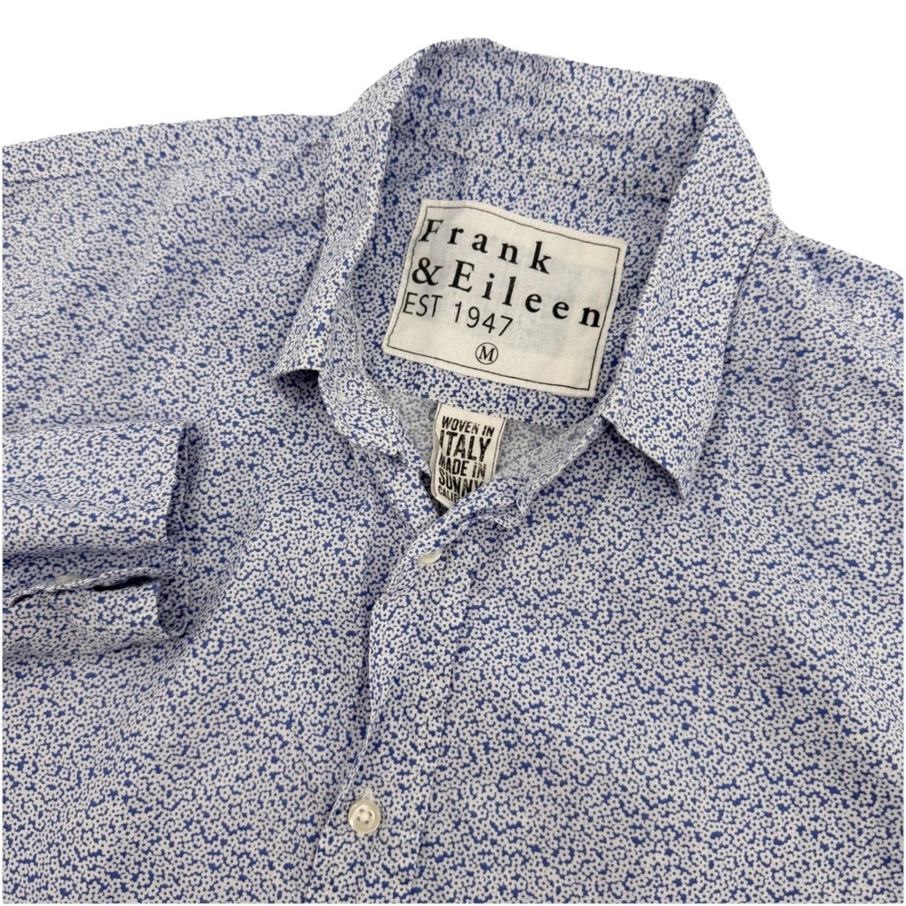 Frank & Eileen Paul Shirt Men's Medium Blue Floral Very Lightweight Designer